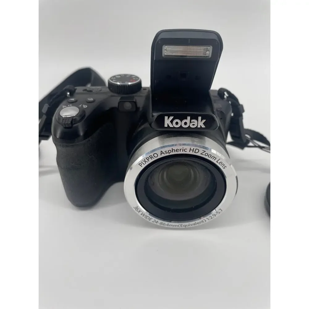 Kodak PIXPRO AZ361 Digital Camera 36X 16MP Black Charger 2 Batteries Neck Strap